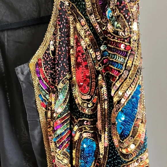 Vintage rainbow sparkly sequin cardigan blazer